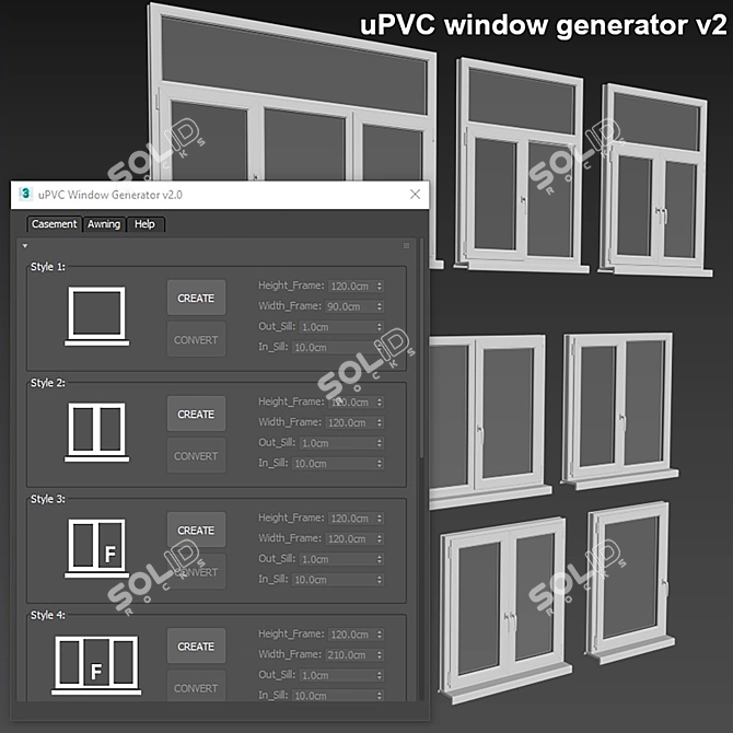 Customizable uPVC Window Generator 3D model image 1