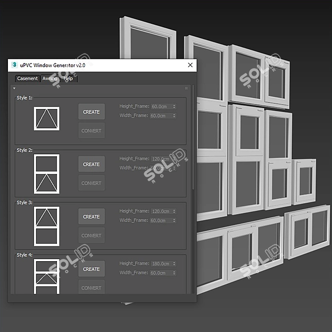 Customizable uPVC Window Generator 3D model image 2