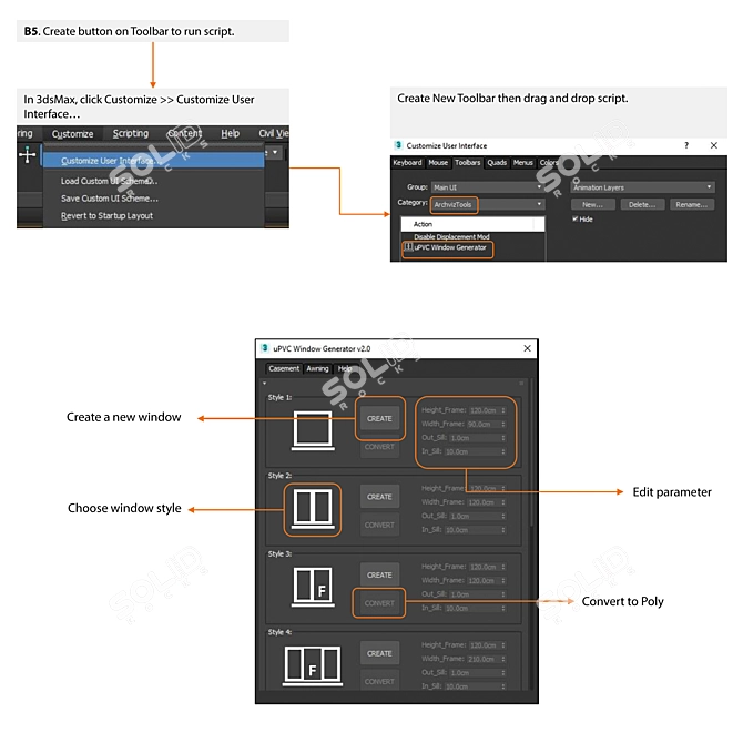 Customizable uPVC Window Generator 3D model image 6