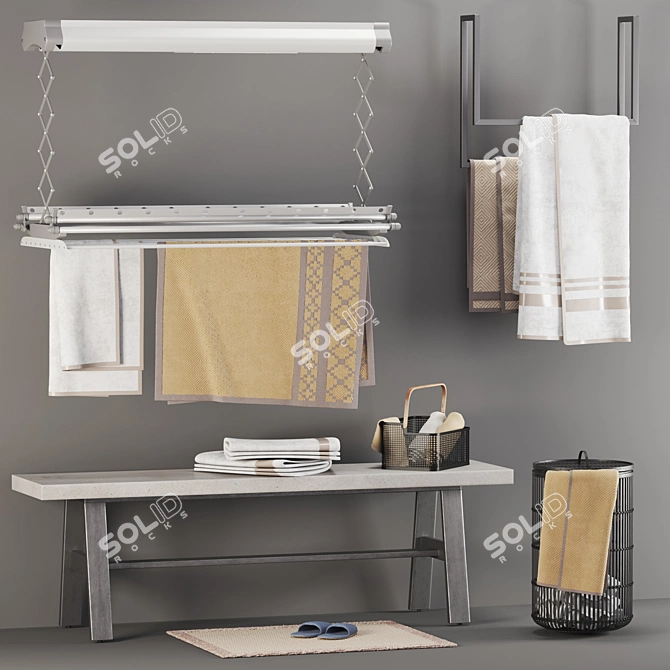 Modern Bathroom Accessories Set 3D model image 1