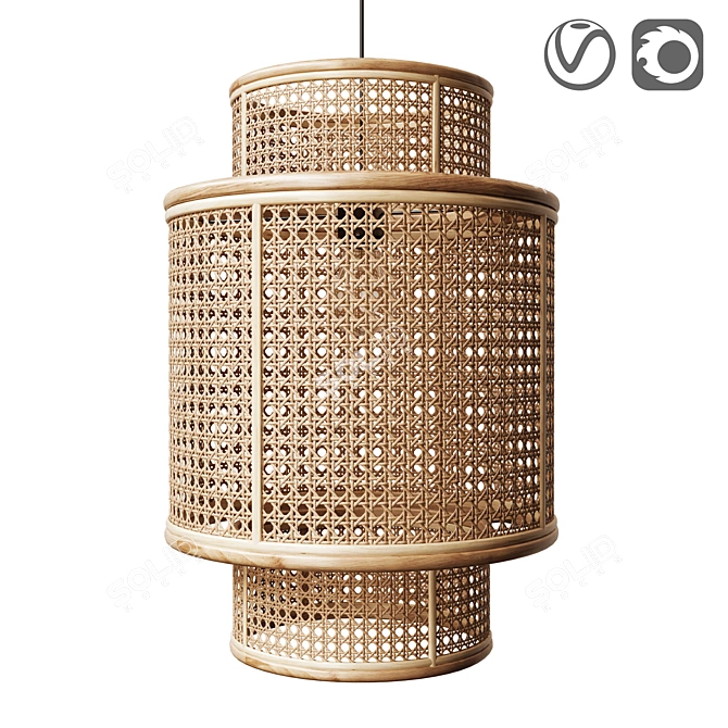 Round Woven Pendant Lamp 30cm 3D model image 1