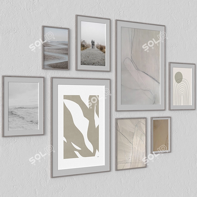 Modern Wall Paintings Set with Multiple Frames 3D model image 3