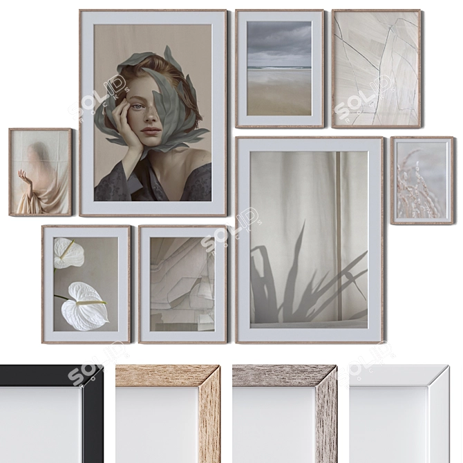 Wall Art Set with Frames 3D model image 1