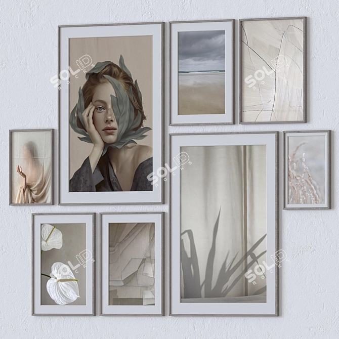 Wall Art Set with Frames 3D model image 3