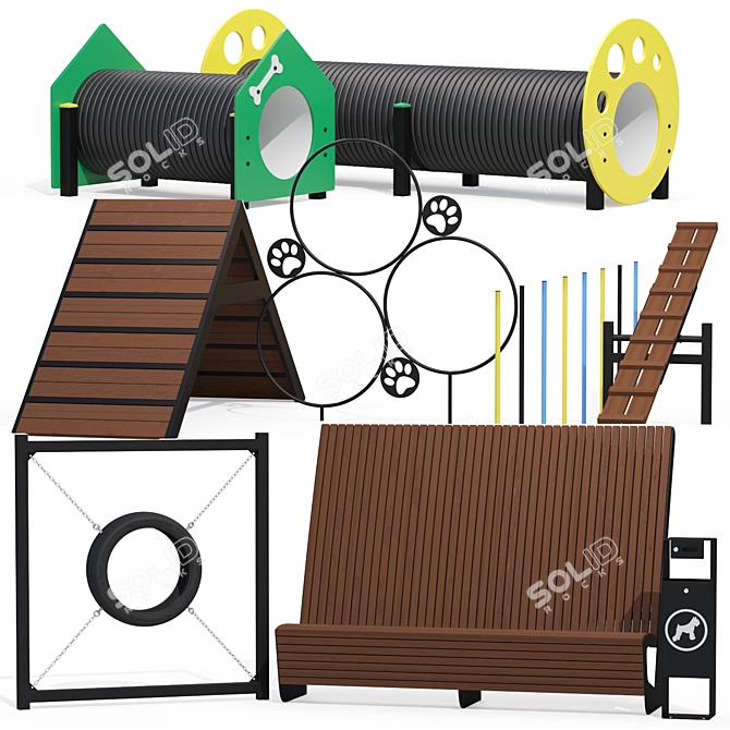 Dog Playground Equipment Set 3D model image 1