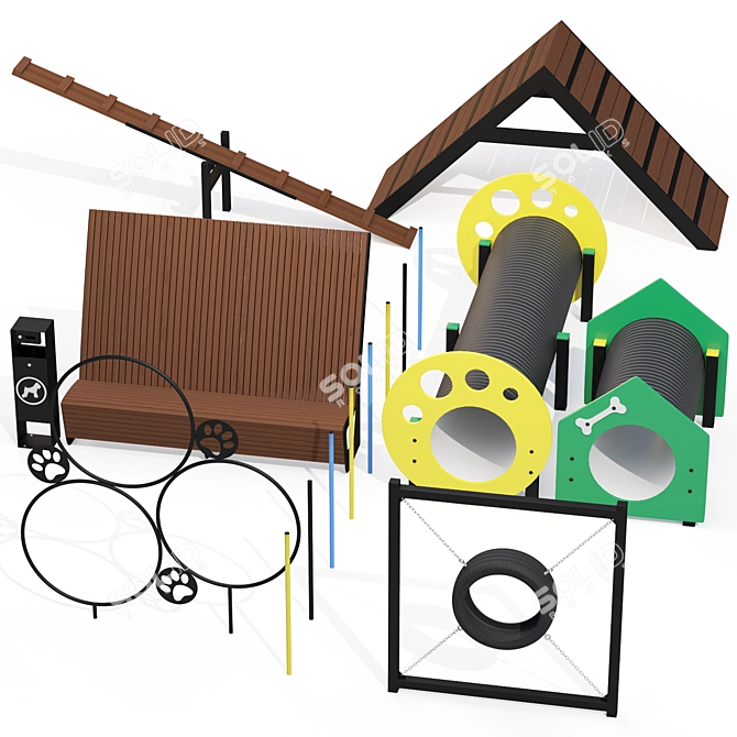 Dog Playground Equipment Set 3D model image 2