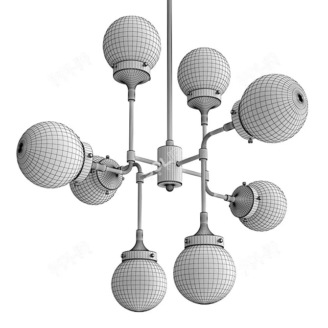 Modern Bistro Globe Pendant Light 3D model image 2