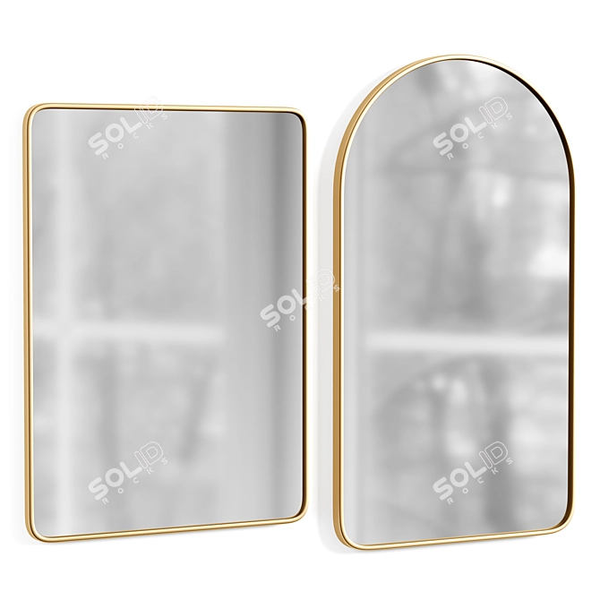 Elegant Arched Metal Mirror 3D model image 1