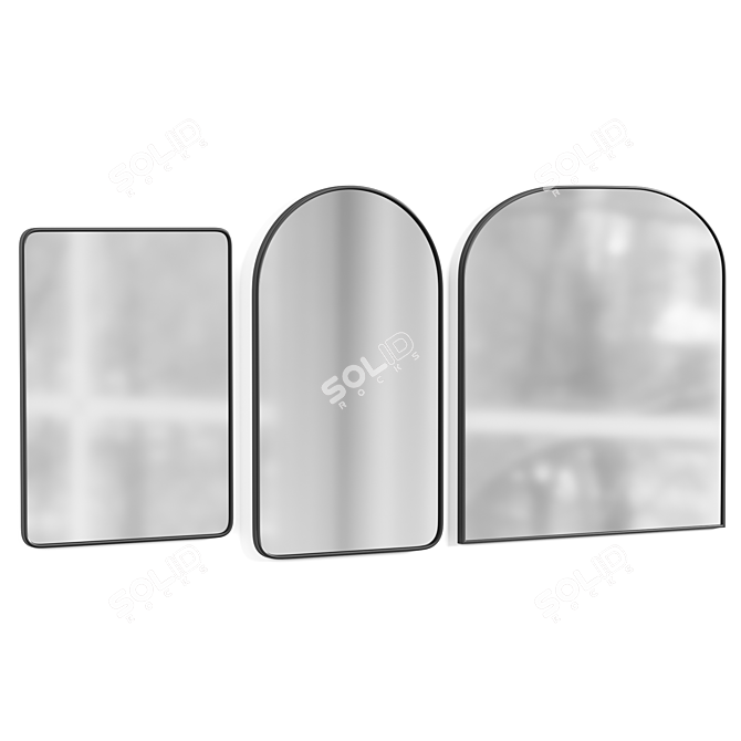 Elegant Arched Metal Mirror 3D model image 2