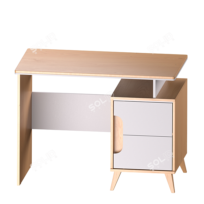 Modern White Writing Desk Solution 3D model image 2