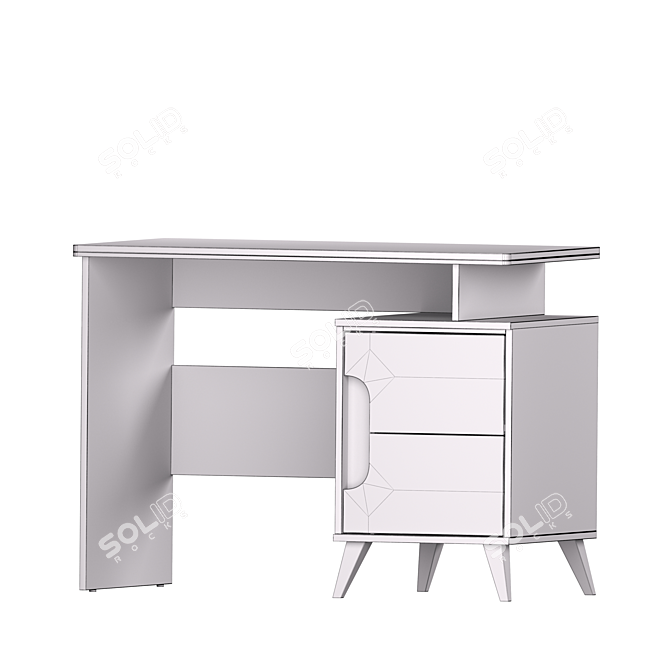 Modern White Writing Desk Solution 3D model image 6