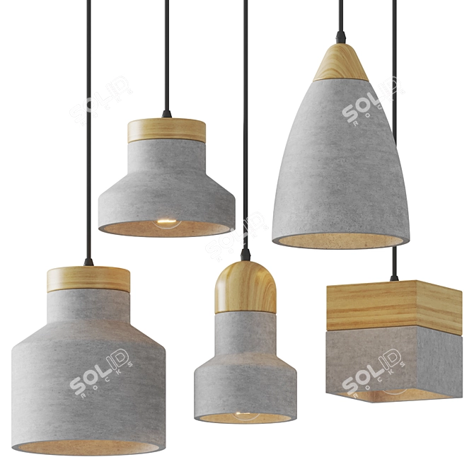 Sleek Industrial Pendant Collection 3D model image 1