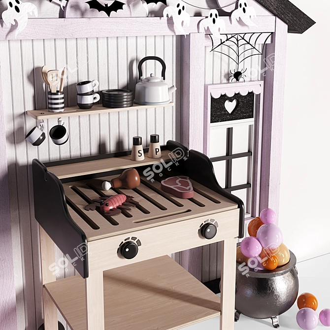  Pottery Barn Wooden Grill Set for Kids 3D model image 3