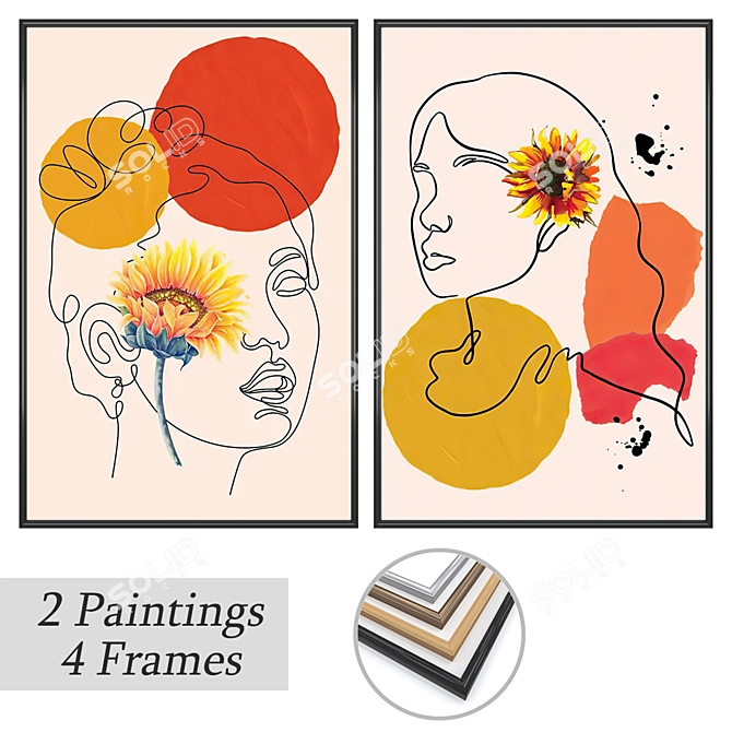 Art Set with Multiple Frames 3D model image 1
