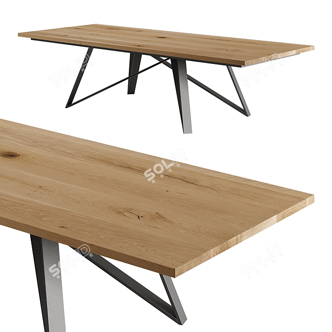 Modern Urban Oak Steel Dining 3D model image 1