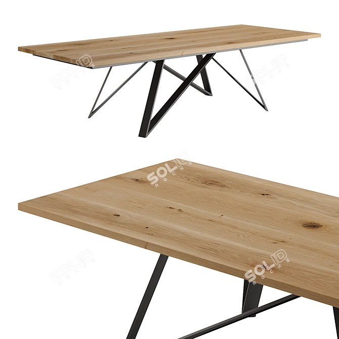 Modern Urban Oak Steel Dining 3D model image 2