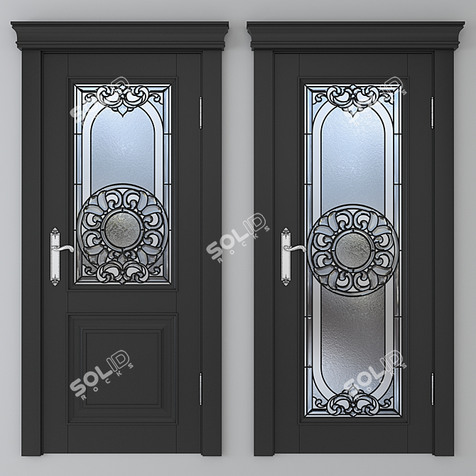 Stained Glass Door Set 3D model image 2