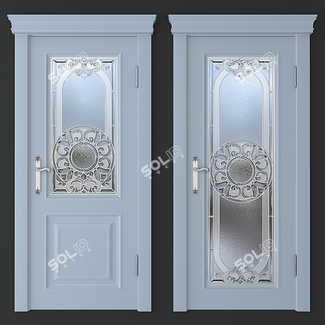 Stained Glass Door Set 3D model image 3