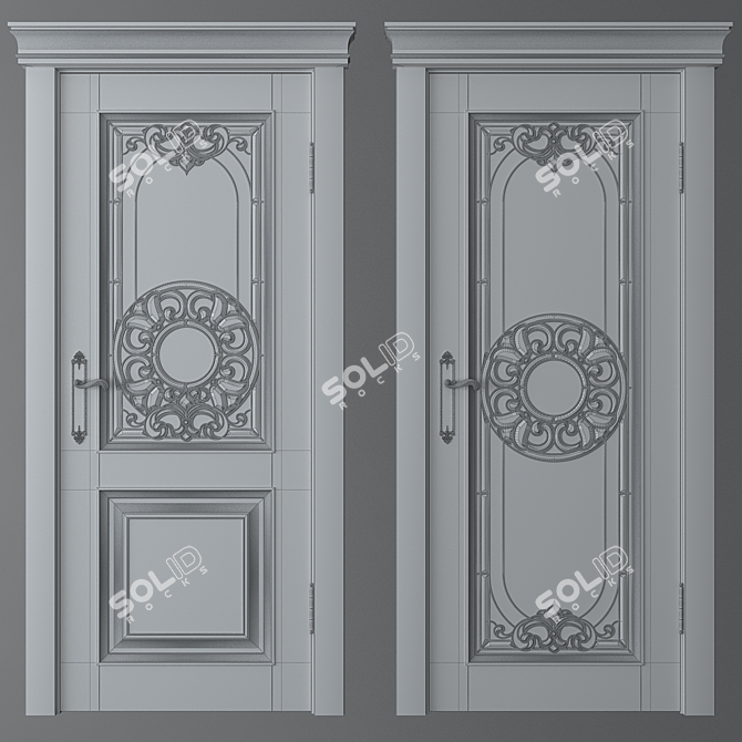 Stained Glass Door Set 3D model image 4