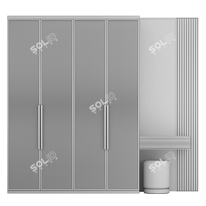 Gold Accented Glass Door Wardrobe 3D model image 3