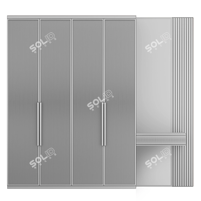 Gold Accented Glass Door Wardrobe 3D model image 7