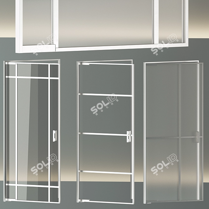 Customizable Glass Door Set 3D model image 2