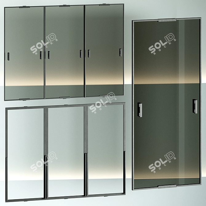 Customizable Glass Door Set 3D model image 3