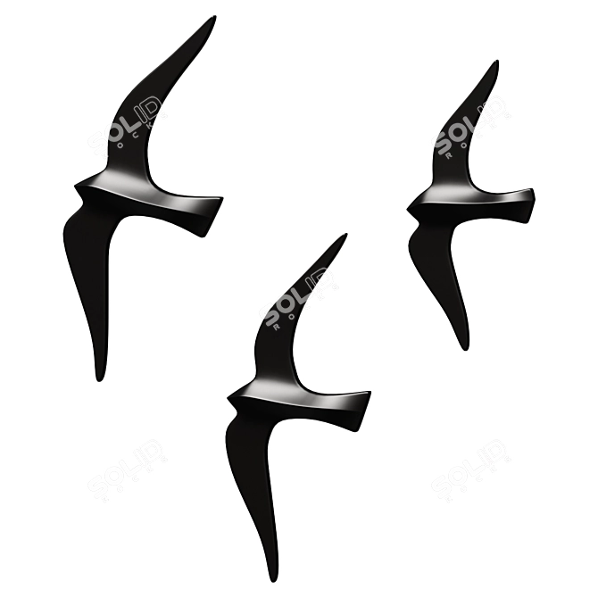 Tuga Bird Wall Decor Set 3D model image 1