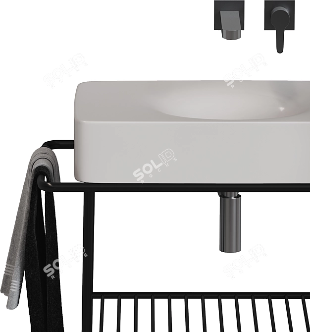 Scarabeo Fuji Console Washbasin Combo 3D model image 3