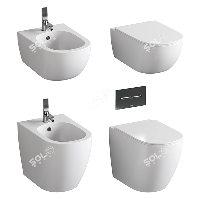 Nic Pin WC and Bidet 3D model image 1