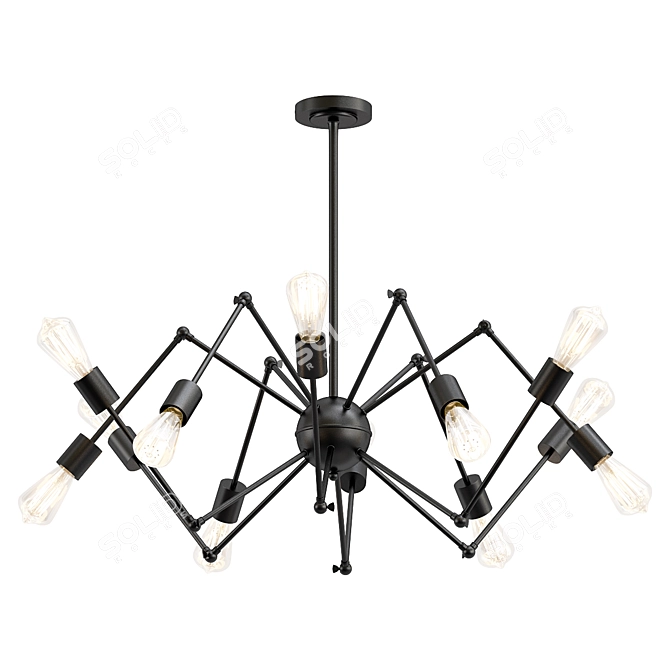 Industrial Swing Arm Chandelier 3D model image 1