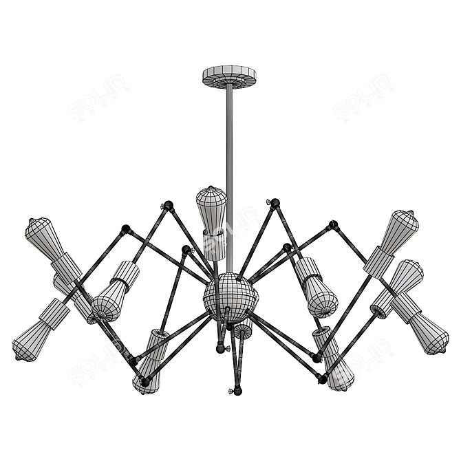 Industrial Swing Arm Chandelier 3D model image 2