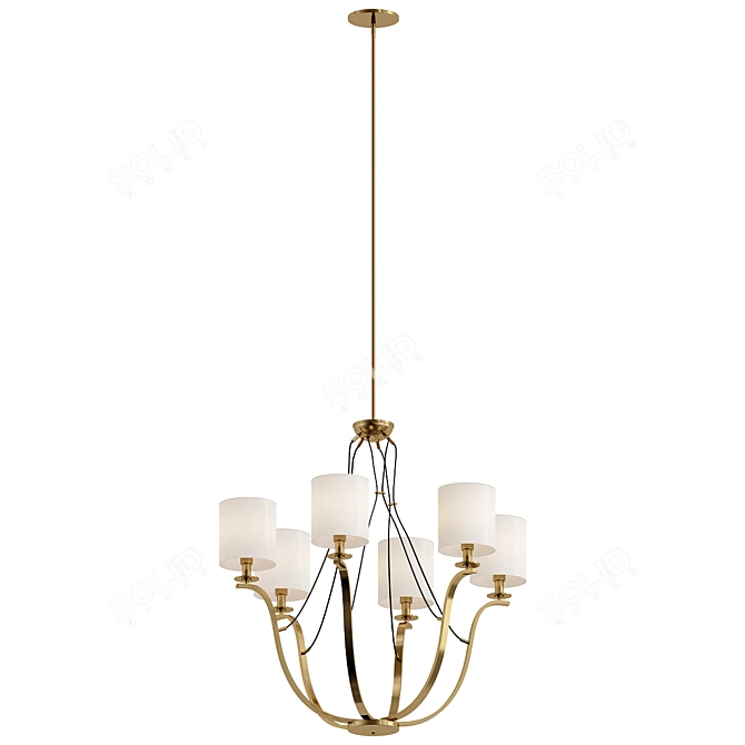 Elegant Natural Brass Chandelier 3D model image 1