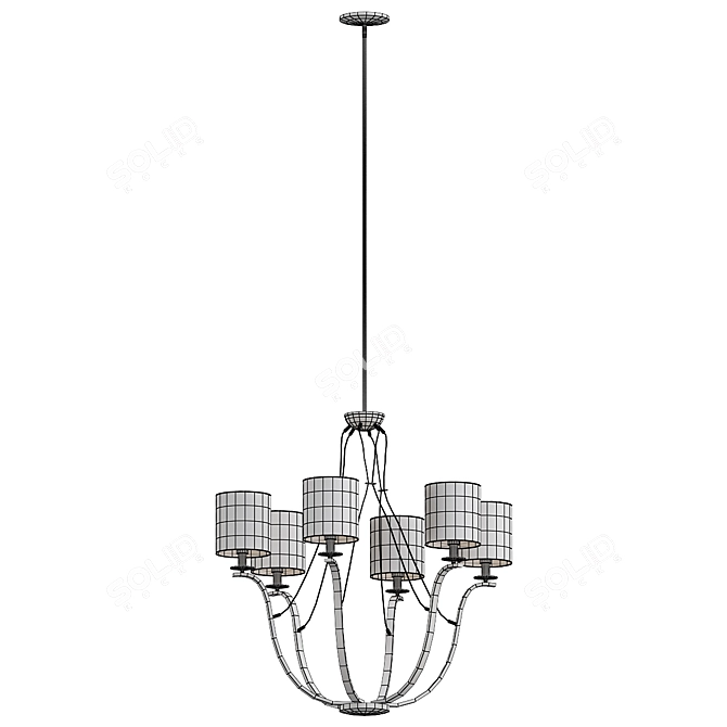 Elegant Natural Brass Chandelier 3D model image 2