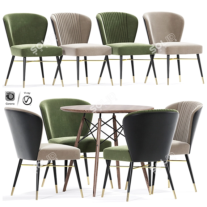 Modern Dining Table Chair Set 3D model image 1