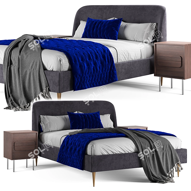 Upholstered Bed 02 Corona Render 3D model image 1