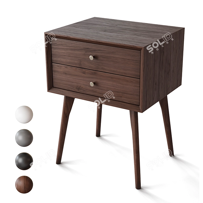 Bedside Table in 4 Colors 3D model image 1