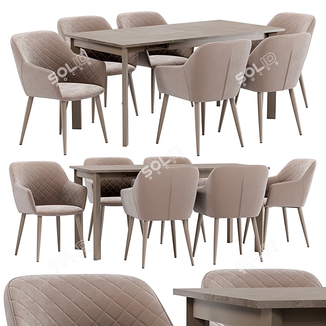 Modern Dining Set: Chair & Table 3D model image 1