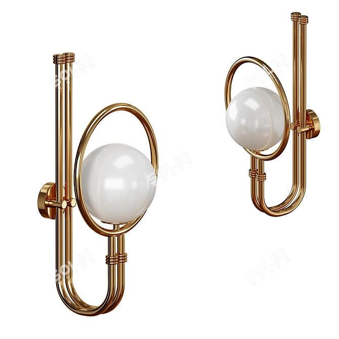 Mezzo Collection Roy Wall Lamp: Elegant Brass & Glass 3D model image 4