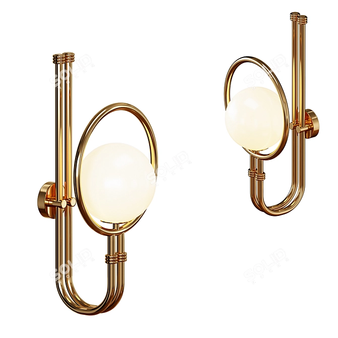 Mezzo Collection Roy Wall Lamp: Elegant Brass & Glass 3D model image 6