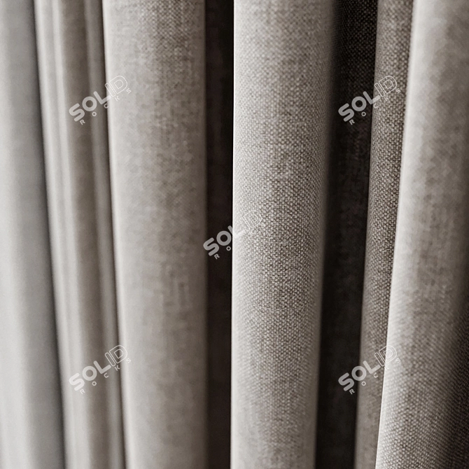  Elegant Lace Trimmed Window Curtains 3D model image 2