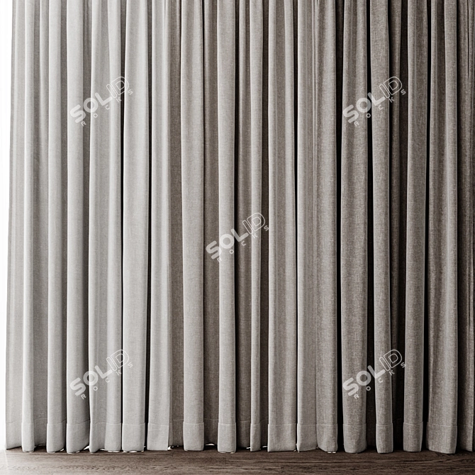  Elegant Lace Trimmed Window Curtains 3D model image 4