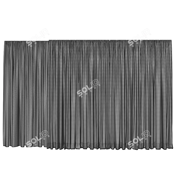  Elegant Lace Trimmed Window Curtains 3D model image 5