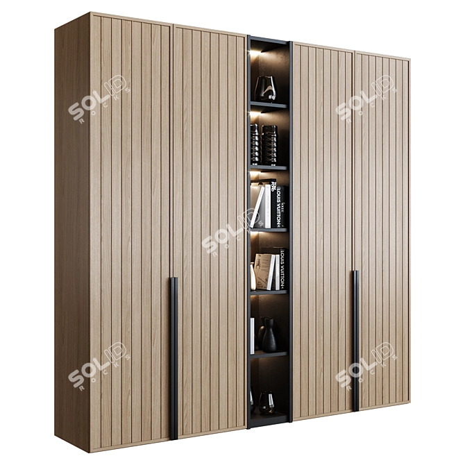 Stylish LED Cupboard with Shelf 3D model image 1