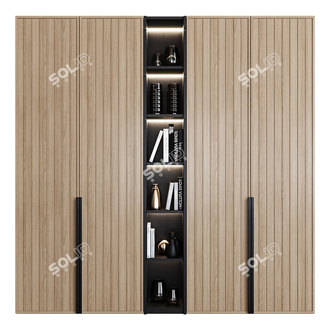 Stylish LED Cupboard with Shelf 3D model image 2