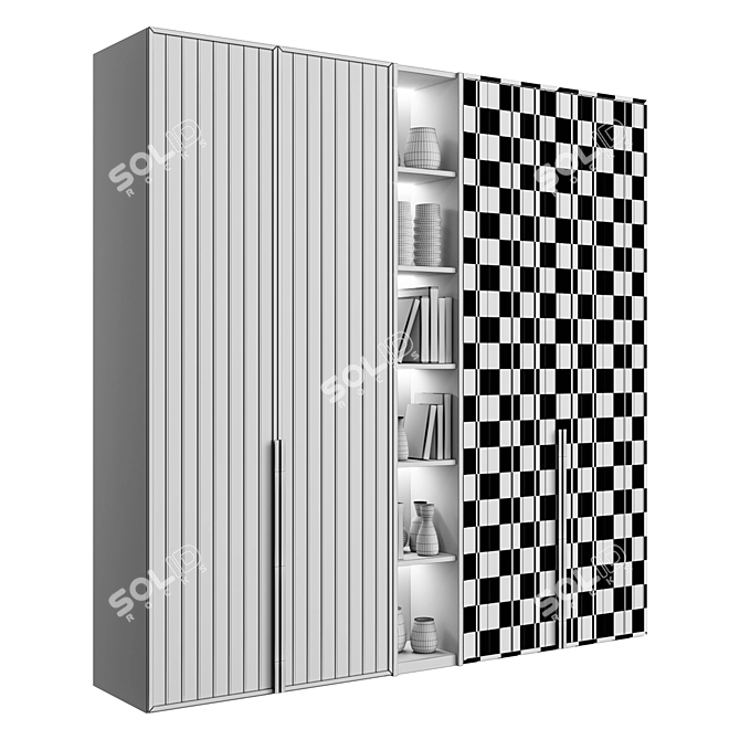 Stylish LED Cupboard with Shelf 3D model image 4