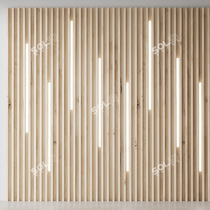 Decorative Wooden Panel Wall 3D model image 1