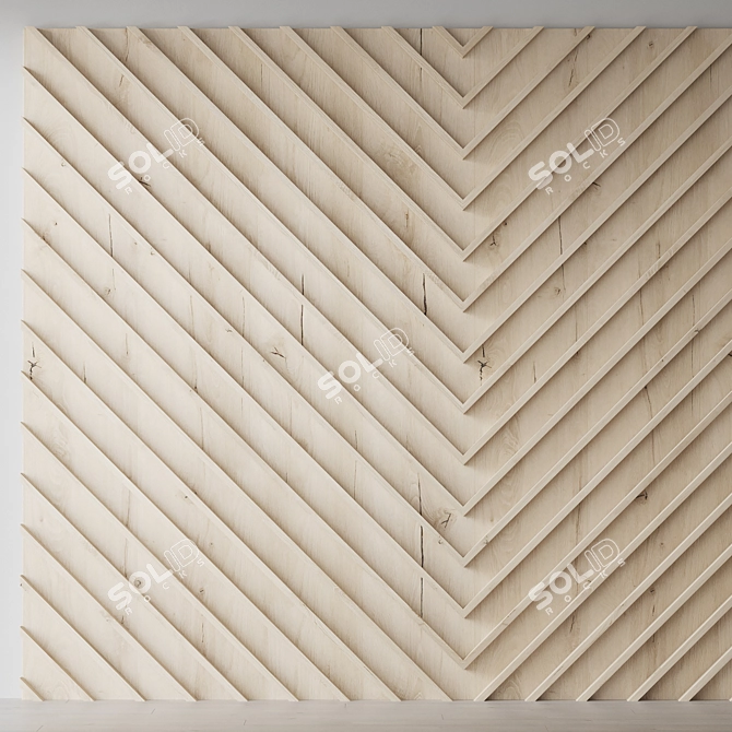 Decorative Wooden Wall Panel 3D model image 1