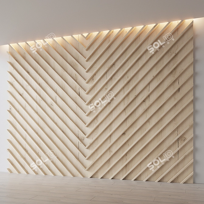 Decorative Wooden Wall Panel 3D model image 2