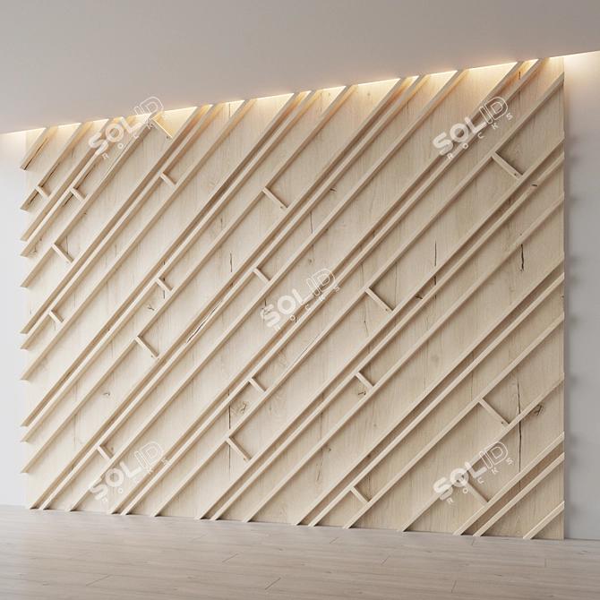 Reed Wood Panel Wall Art 3D model image 2